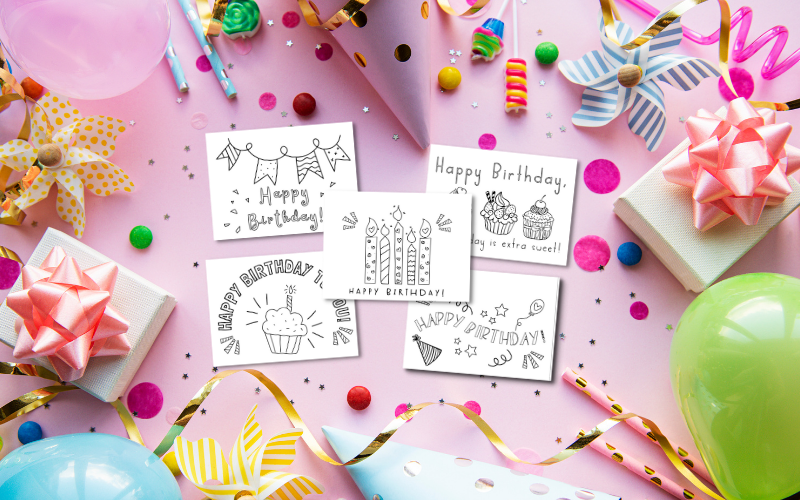 Birthday card printables to color