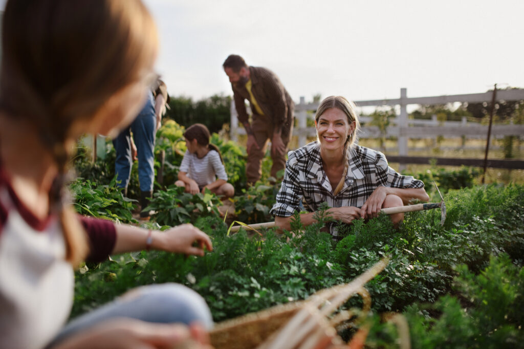 family gardening together as a way to bond