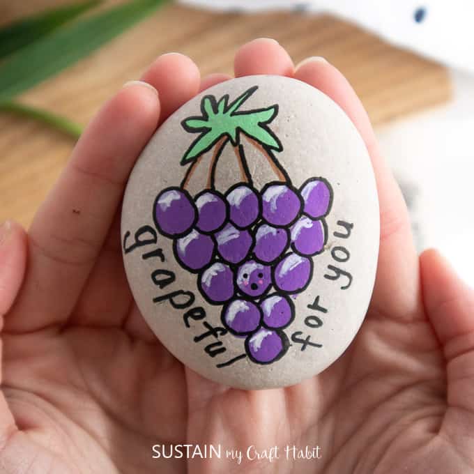 cute painted rocks with messages about gratitude