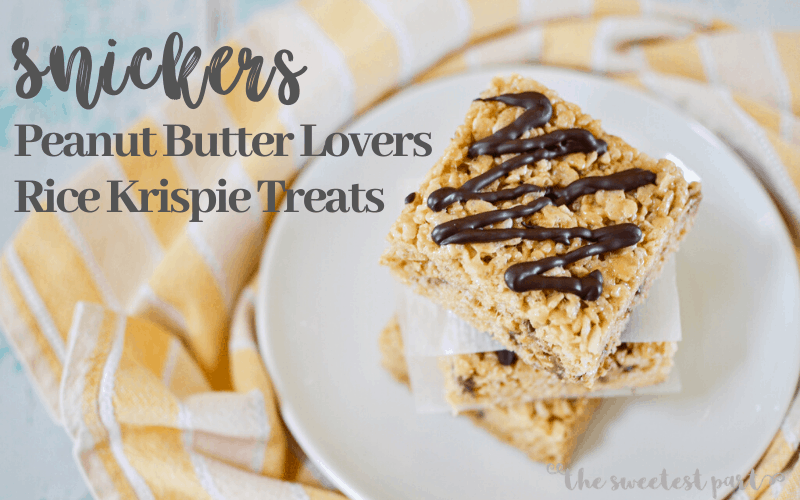Snickers Peanut Butter Rice Krispie Treats (With Chocolate Drizzle)