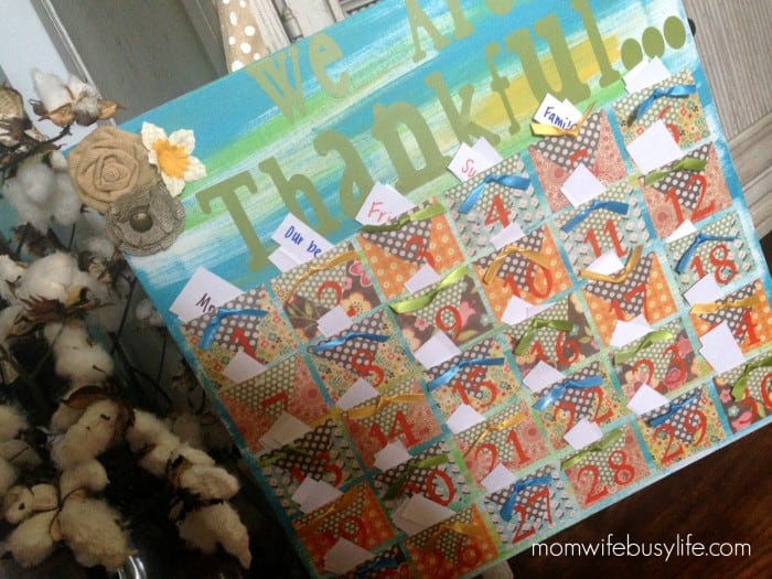 Cute thankfulness board is a fun idea for a gratitude activity for the family